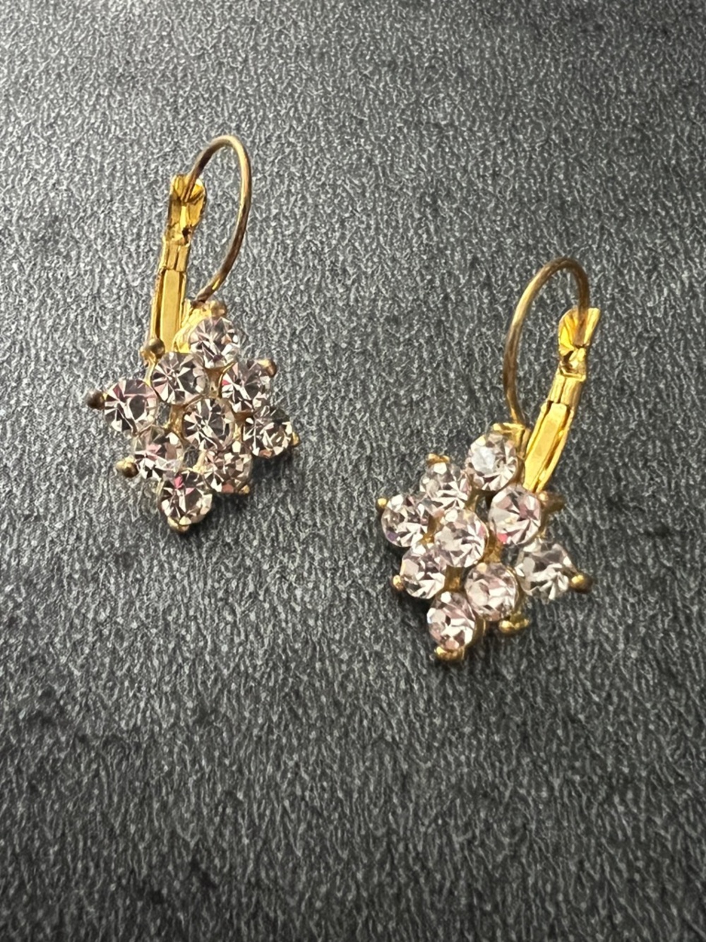 Gold-Tone Flower Crystal Drop Earrings - Pink Crystals